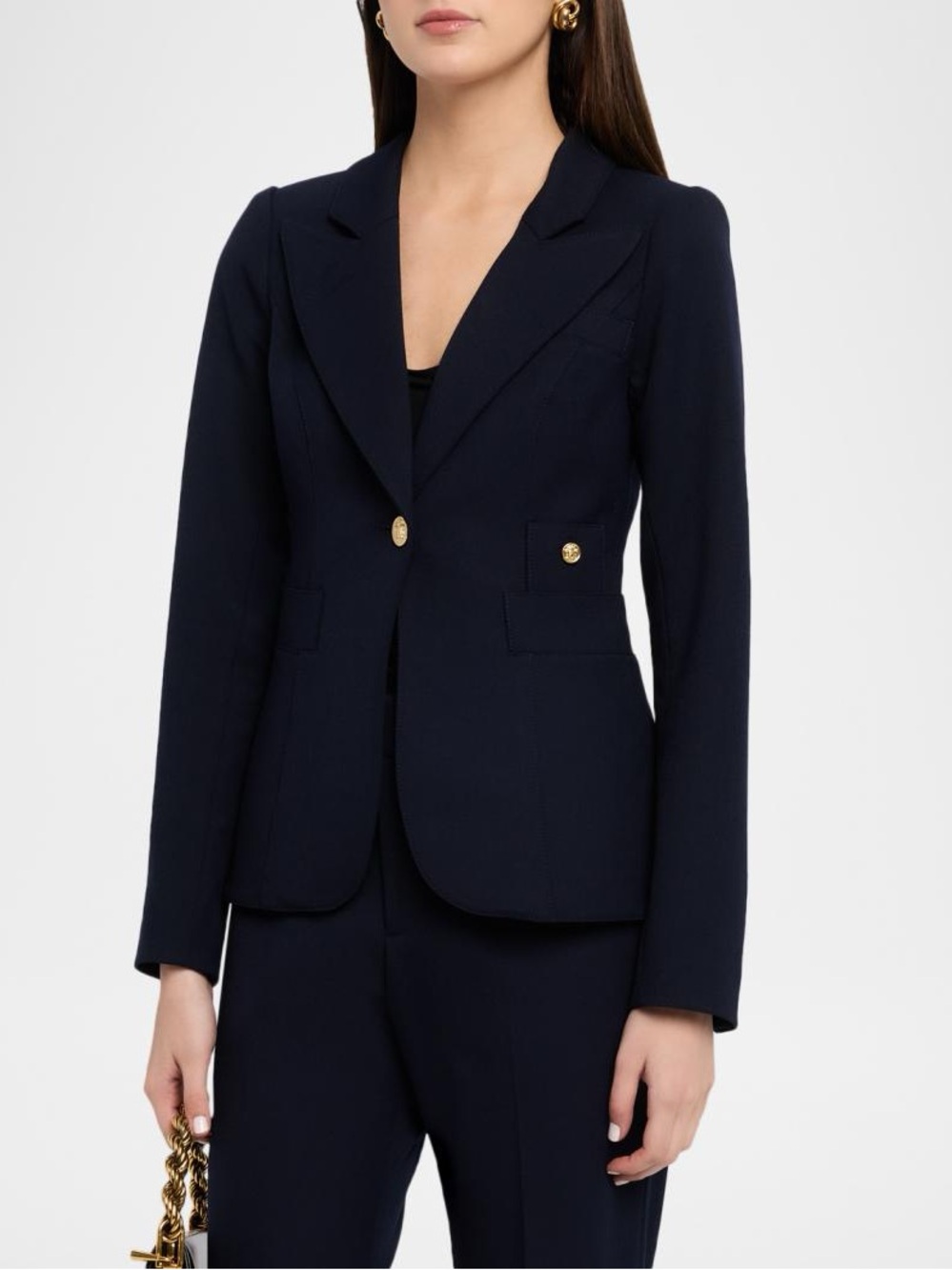 Smythe Dutchess Blazer Womens 12 Black NWT Full Back Gold Buttons Tailored